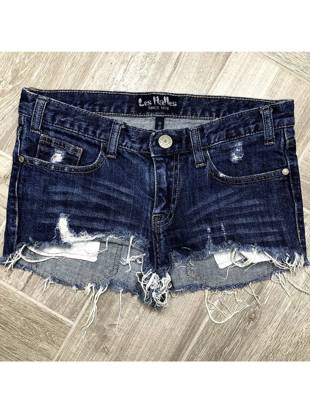 Les Halles Medium blue distressed Denim Shorts 26